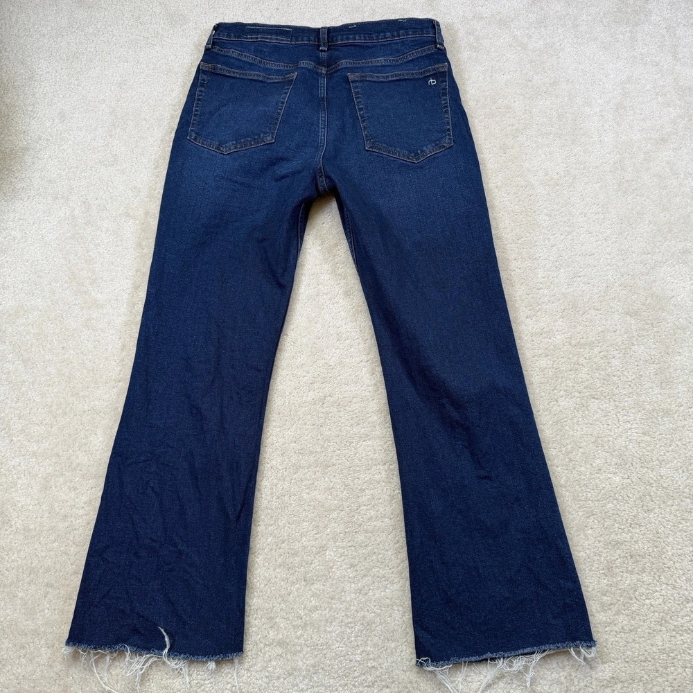 Rag & Bone Peyton Mid-Rise Bootcut Jeans Womens Size 30 Blue Raw Hem Cropped - Picture 2 of 13